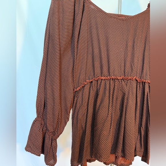 Maurices Size M Rust & Black Check Peplum Blouse NWOT - Picture 7 of 9